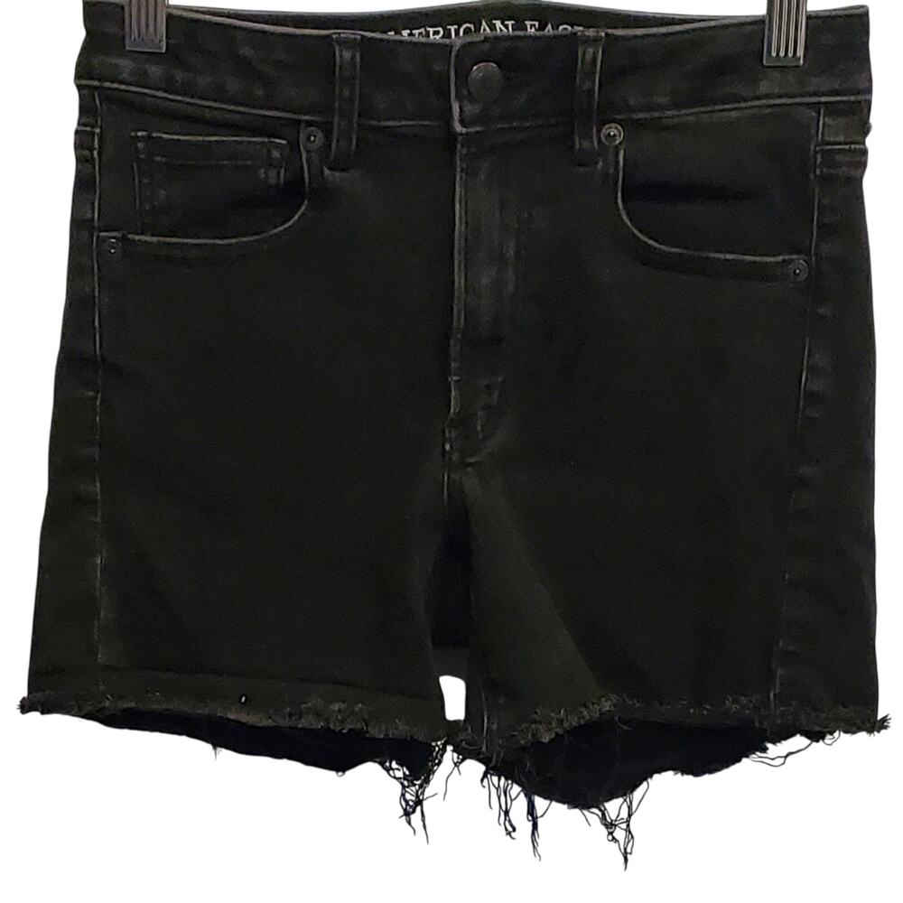 American Eagle Women's Distressed Frayed Super High Waisted Jeans Shorts Size 2
